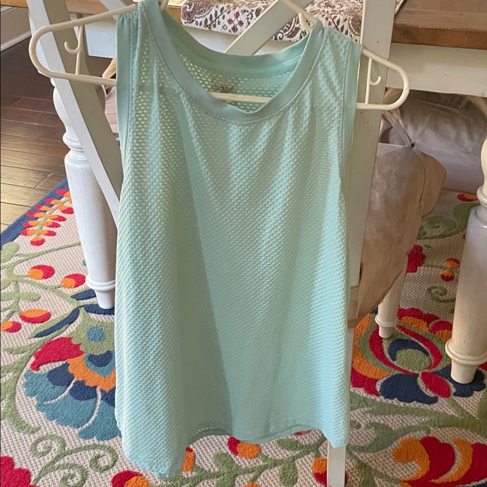Aqua Sleeveless Mesh Tank Top